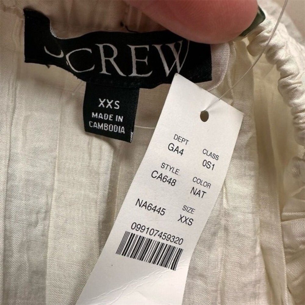 NWT J. Crew Women's Beige Crinkled‎ Side-Slit Midi Dress XXS Summer Casual - Picture 8 of 9